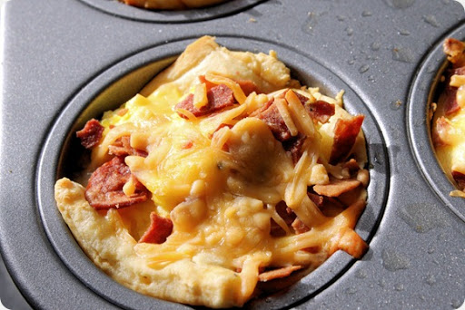 melted shredded cheese breakfast cups